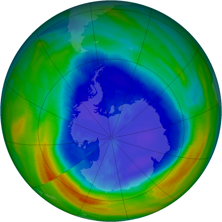Antarctic ozone map for 14 September 1990